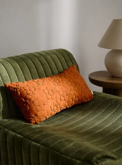 Thin canvas quilted floral removable-cover cushion