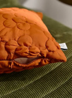 Thin canvas quilted floral removable-cover cushion