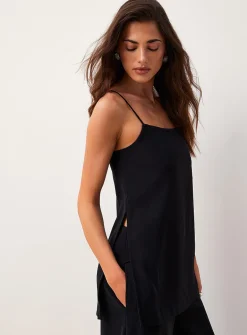 Thin straps flowy tunic cami