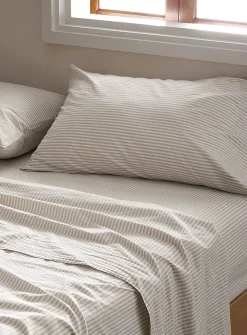 Thin stripe 100% organic cotton pillowcases