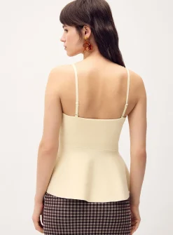 Thin-knit peplum cami