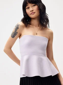 Thin-knit peplum cami