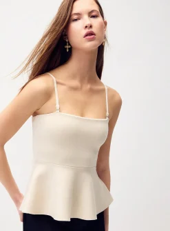 Thin-knit peplum cami