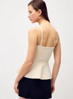 Thin-knit peplum cami