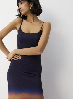 Thin-strap micromesh maxi dress