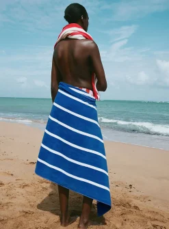 Thin-stripe organic cotton beach towel