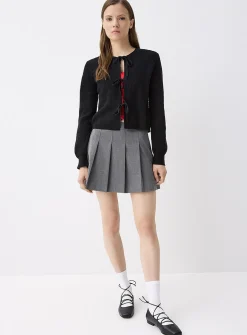 Three bows ribbed cardigan
