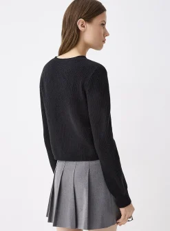 Three bows ribbed cardigan