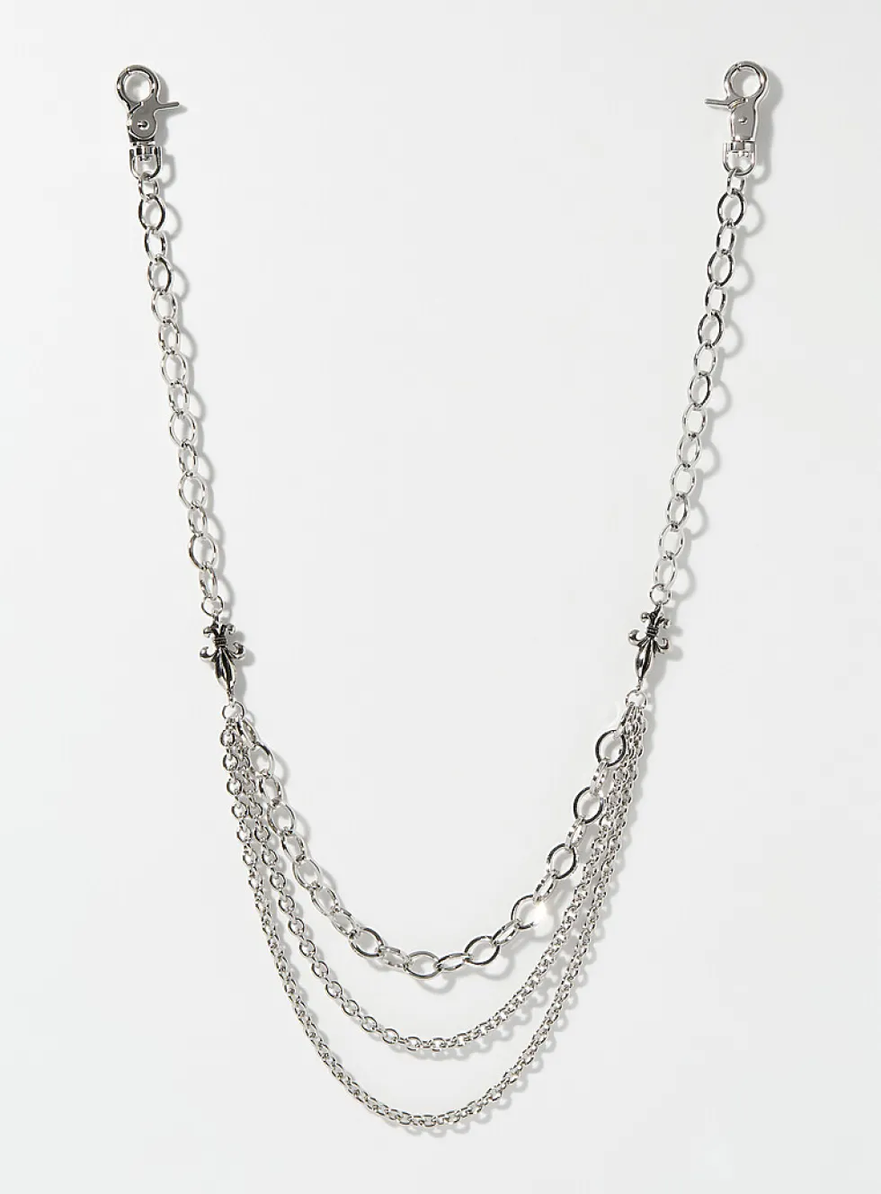 Three-row fleurs-de-lis wallet chain
