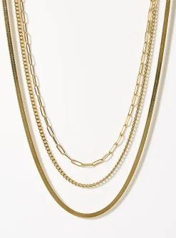 Three-row gold chain