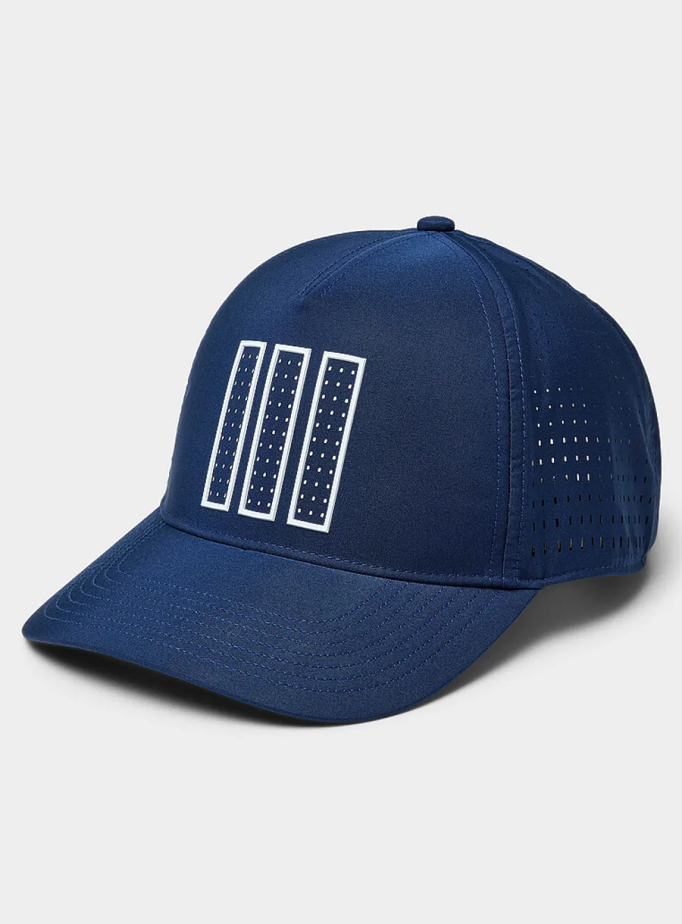 Three-stripe semi-structured cap