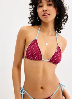 Tidal dot red triangle bikini top