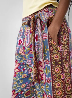 Tie ribbons printed wide-leg pant