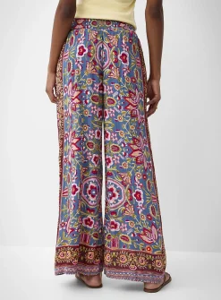 Tie ribbons printed wide-leg pant