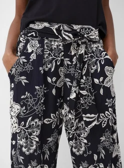 Tie ribbons printed wide-leg pant