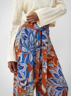 Tie ribbons printed wide-leg pant