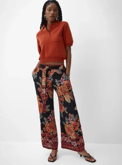 Tie ribbons printed wide-leg pant