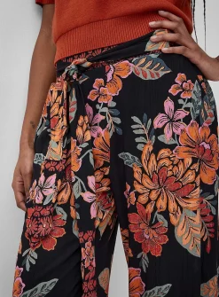 Tie ribbons printed wide-leg pant
