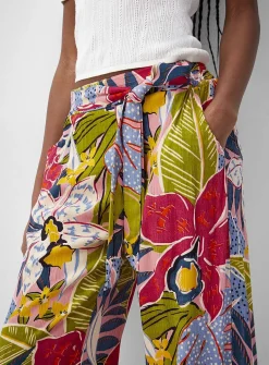 Tie ribbons printed wide-leg pant