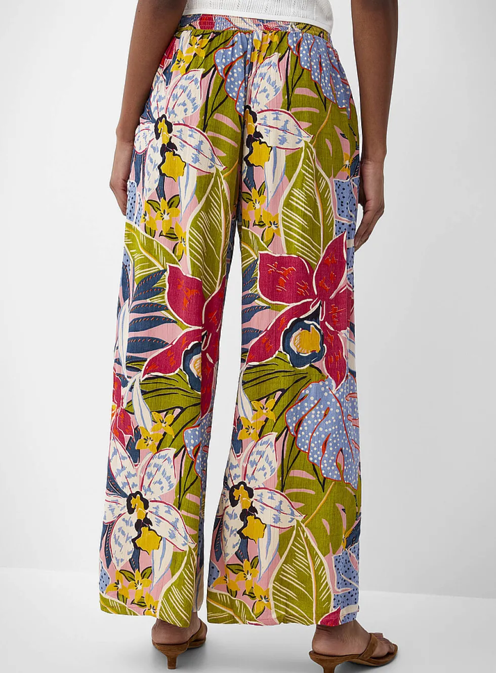 Tie ribbons printed wide-leg pant