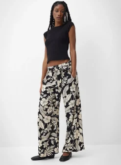 Tie ribbons printed wide-leg pant