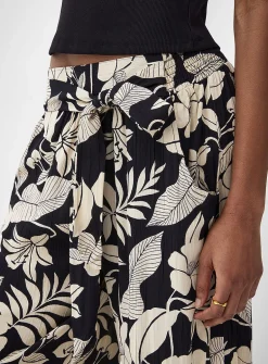 Tie ribbons printed wide-leg pant