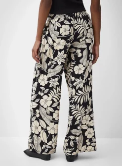 Tie ribbons printed wide-leg pant