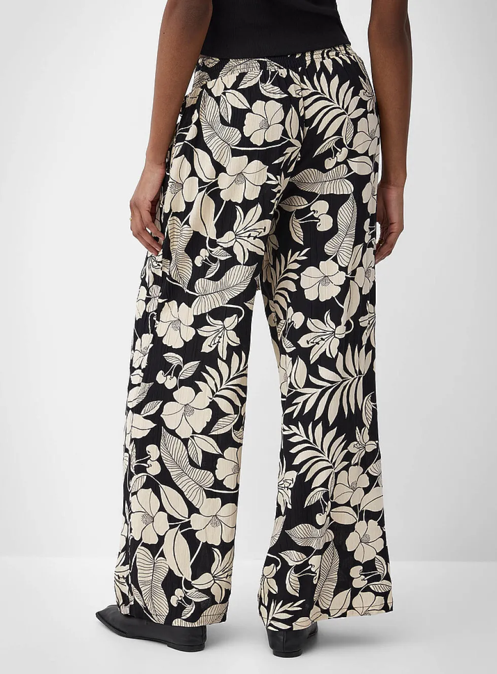 Tie ribbons printed wide-leg pant