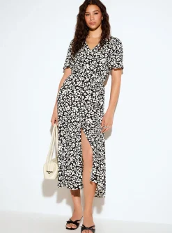 Tie-cord flowy button-up maxi dress