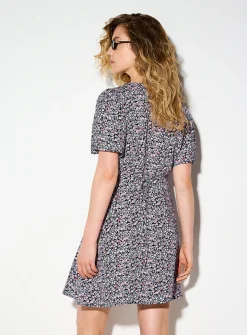 Tie-cord flowy button-up minidress