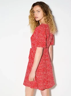 Tie-cord flowy button-up minidress