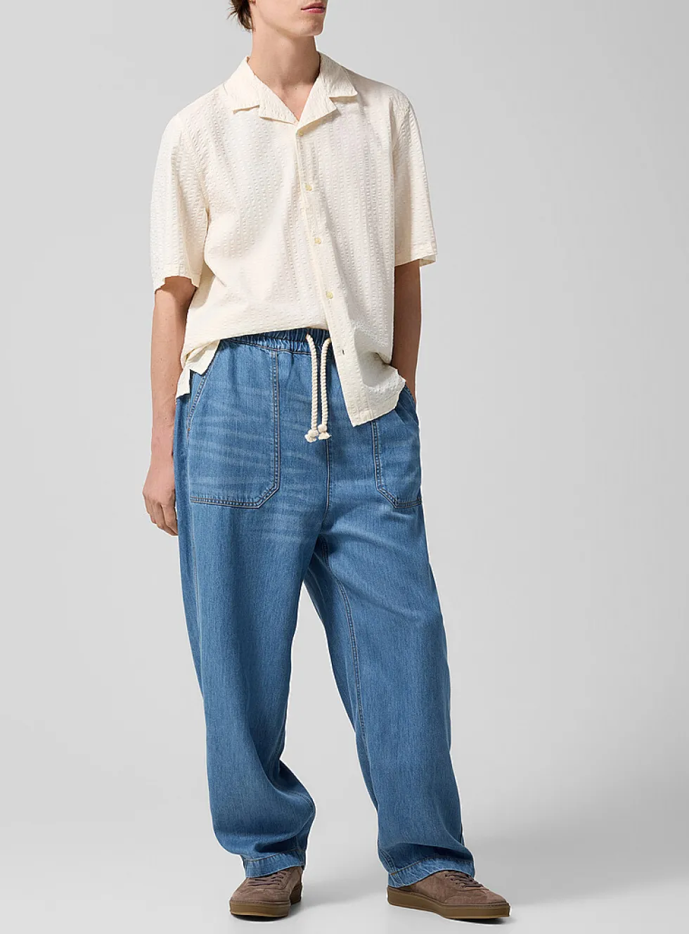 Tie-cord lyocell denim pant