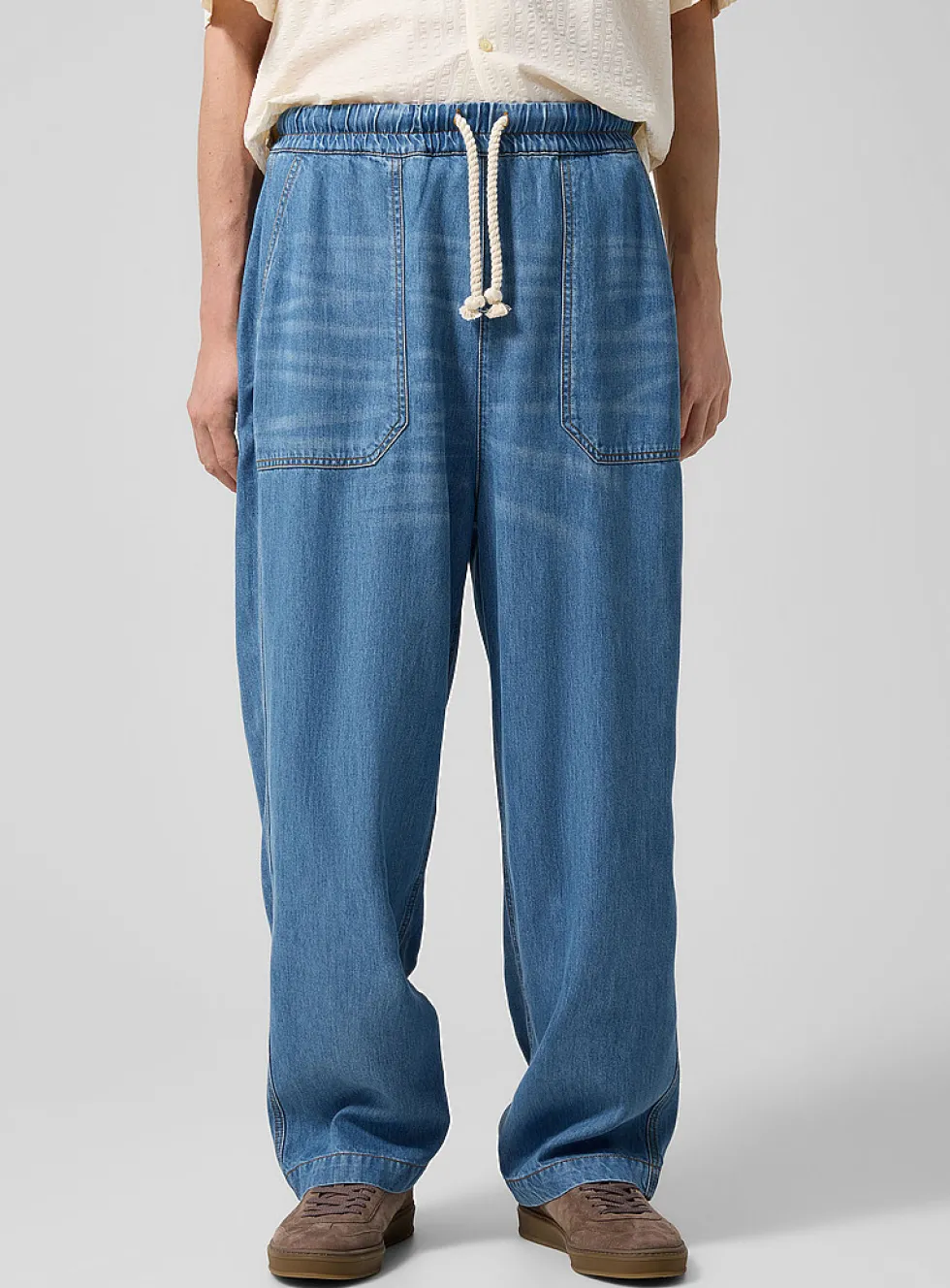 Tie-cord lyocell denim pant