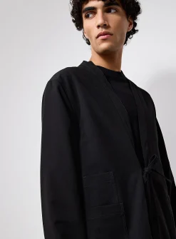 Tie-front black blazer