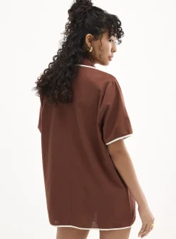 Tie-front cotton shirt
