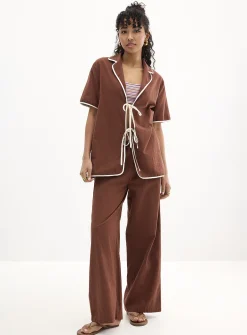 Tie-front cotton shirt