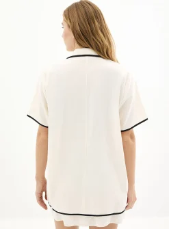 Tie-front cotton shirt
