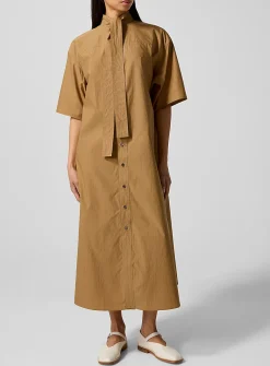 Tie-neck reversible shirtdress