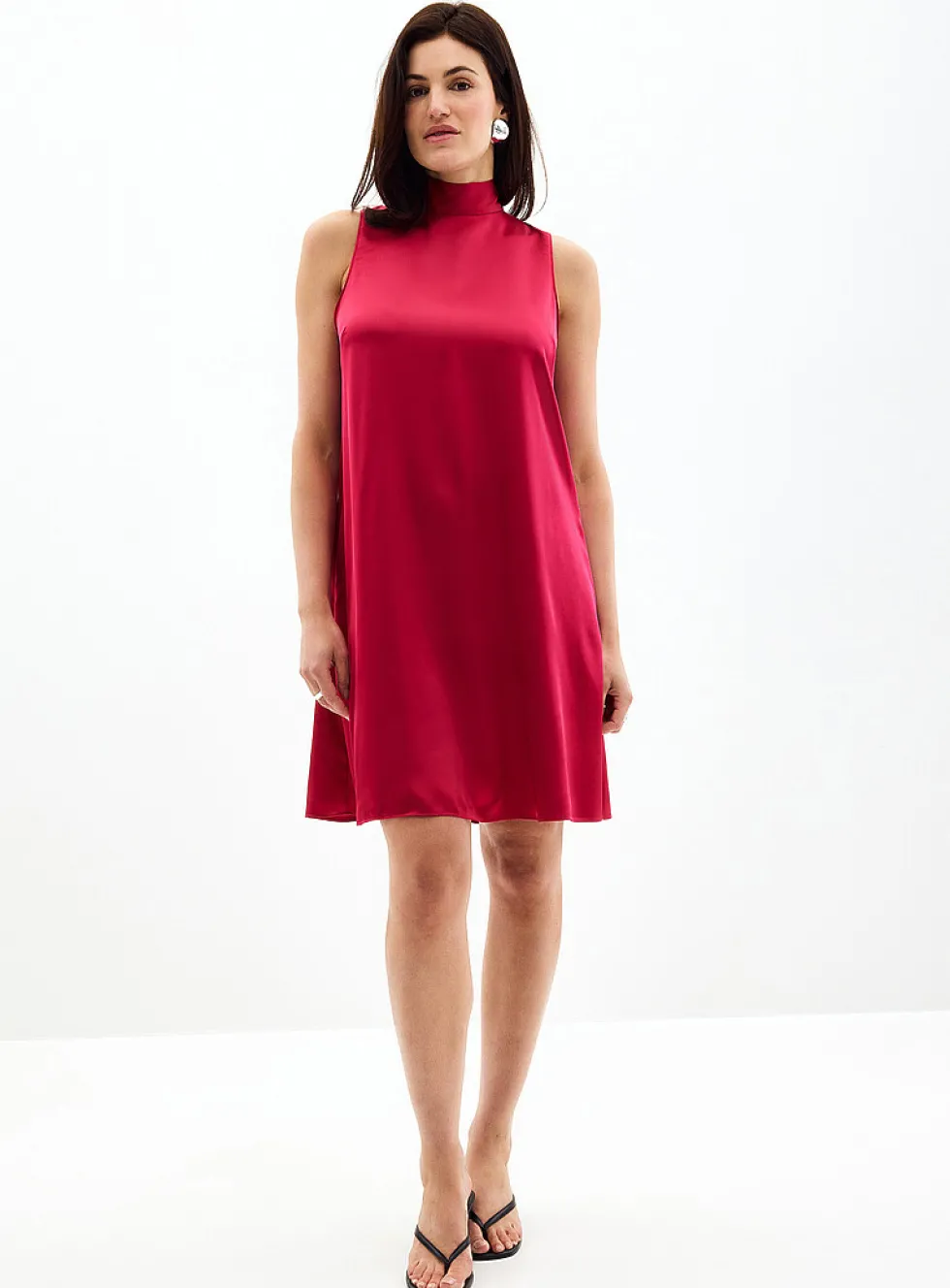 Tie-neck satiny dress