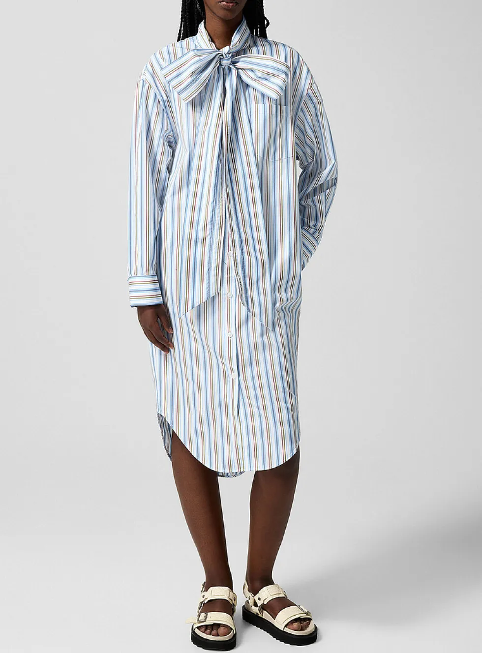Tie-neck shirtdress