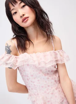 Tiered airy chiffon ruffle dress