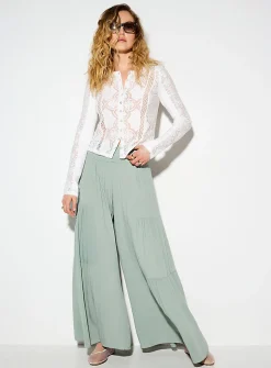 Tiered faded wide-leg pant