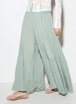 Tiered faded wide-leg pant