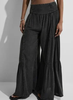 Tiered faded wide-leg pant