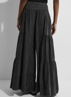 Tiered faded wide-leg pant
