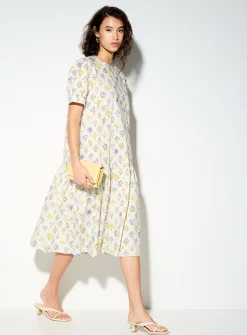 Tiered floral-print midi dress