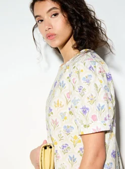 Tiered floral-print midi dress