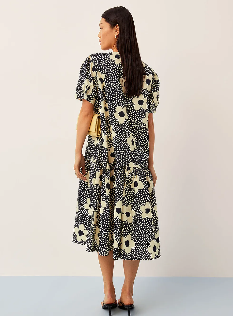 Tiered floral-print midi dress