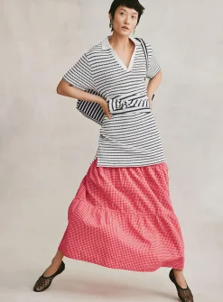 Tiered gingham maxi skirt