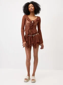 Tiered lace miniskirt